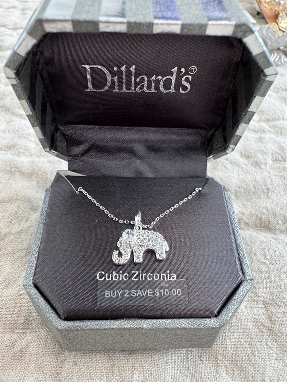 Silver Cubic Zirconia Elephant Necklace